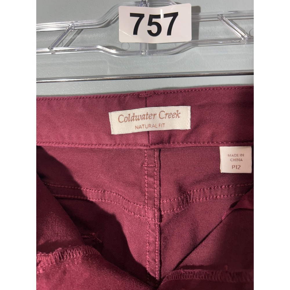 Coldwater Creek Natural Fit Burgundy Straight Leg Pants Womens P12 Petite Wine - Picture 3 of 4